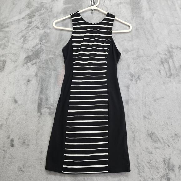 American Eagle Outfitters Dresses & Skirts - American Eagle Dress Size XS Black White Striped Sleeveless Bodycon Cutout Zip